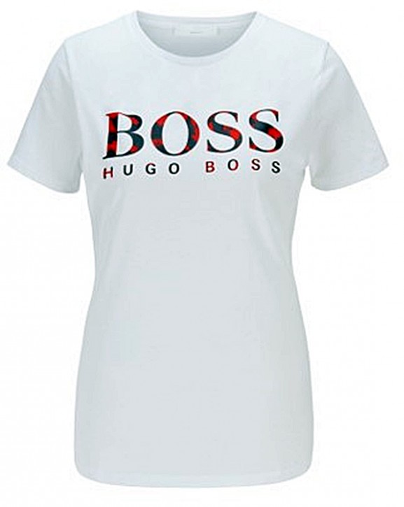 HUGO BOSS T-Shirt C_ELOGO_EOSP aus Bio-Baumwoll-Jersey mit Logo-Print weiß 100