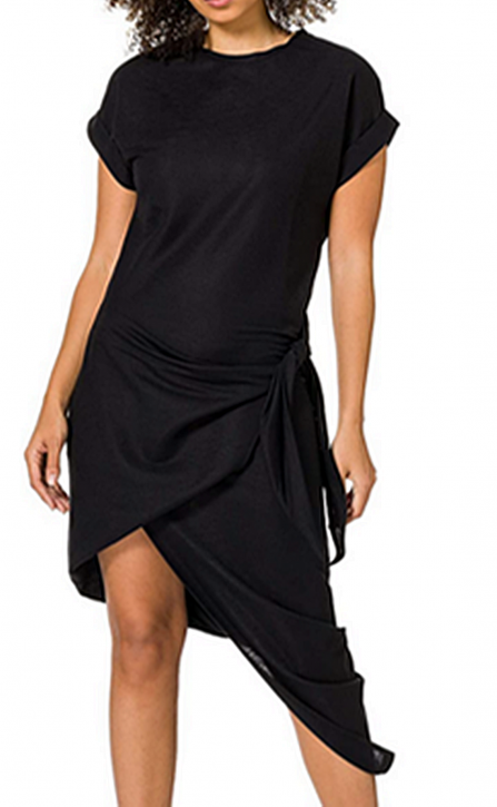 Hugo Boss Damen Kleid C_ELYSIDA Ausgestelltes Midikleid mit Rund-Ausschnitt schwarz 001 XS