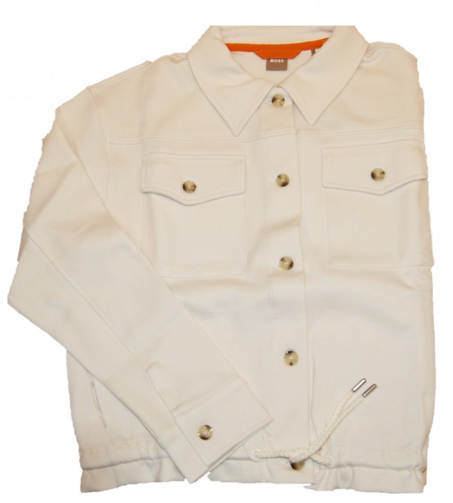 Boss Langarm-Bluse C_Eniara mit auf gesetzten Brusttaschen  offwhite 118