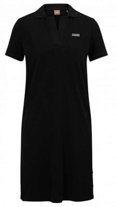 Boss Damen  Piqué Jersey Kleid C_Epone mit Brust Logo schwarz 001