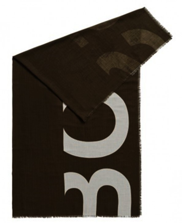HUGO BOSS Quadratischer Schal C_Latini aus meliertem Gewebe mit abgeschnittenem Logo schwarz 001