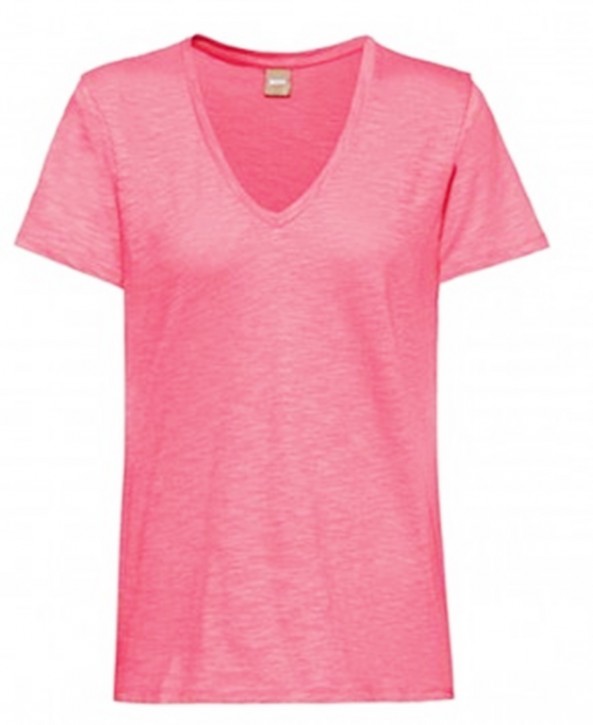 Hugo Boss T-Shirt C_Emodern aus strukturierter Baumwolle mit V-Ausschnitt Pink 663 XS
