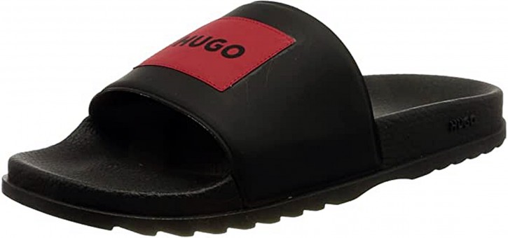 Hugo Boss Slide Match_it_slide_ph In Italien gefertigte Slides mit rotem Logo-Patch Schwarz 001