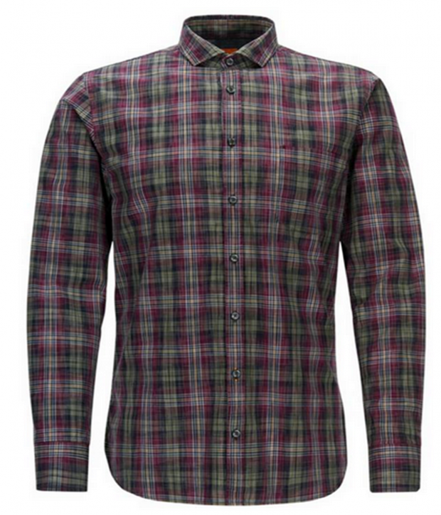 BOSS ORANGE Slim-Fit-Hemd CATTITUDE aus Baumwolle mit Glencheck-Karo Farbe grün 640