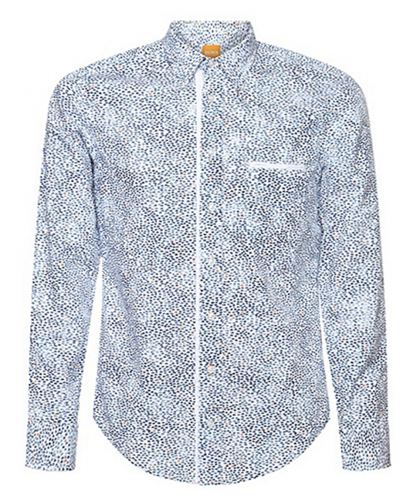 BOSS ORANGE HEMD CIELOEBUE FARBE BLAU 404 GEMUSTERT