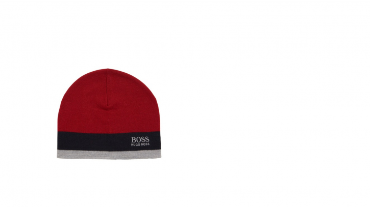 BOSS  GREEN Mütze CINY aus Woll-Mix im Colour-Block-Design Farbe rot 610