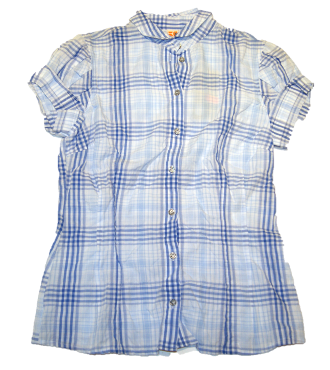 BOSS ORANGE HALBARM BLUSE CLEILAE FARBE HELLBLAU KARO 439