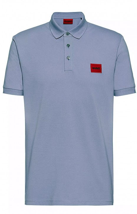 Hugo Men Slim-Fit Poloshirt aus Baumwoll-Piqué mit rotem Logo-Label Flieder 069 M