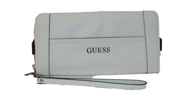 GUESS GELDBÖRSE DELANEY LARGE ZIPP FARBE WEISS