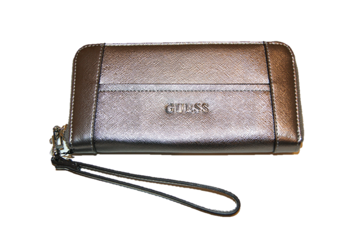 GUESS GELDBÖRSE DELANEY LARGE ZIPP FARBE PEWTER  SILBER