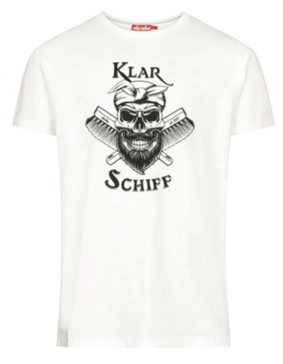 Derbe Klarschiff Herren T-Shirt mit Brust Print Nachhaltig off white 023