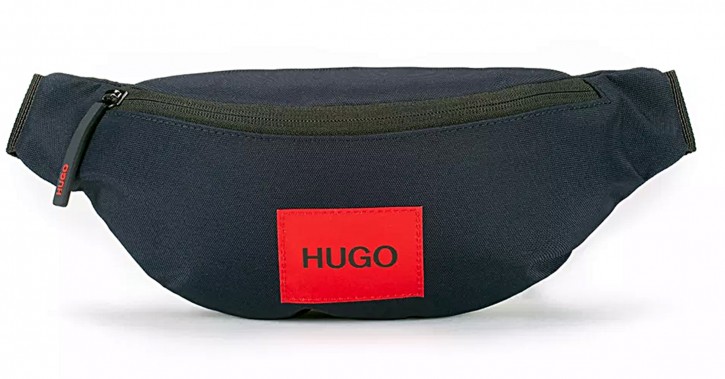 Hugo Boss Gürteltasche Ethon_Bumbag aus recyceltem Nylon mit rotem Logo-Label schwarz  002