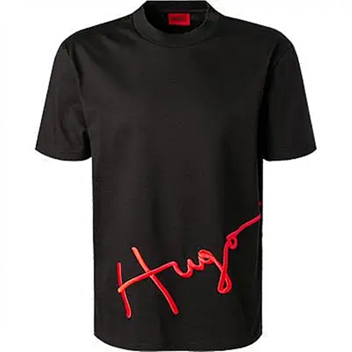Hugo Boss Herren -T-Shirt DRESCO aus Baumwolle mit handgeschriebenem Logo-Artwork schwarz 001 M
