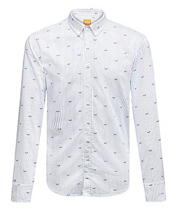 BOSS ORANGE SHIRT EDIPOE FARBE BLAU 422 GEMUSTERT