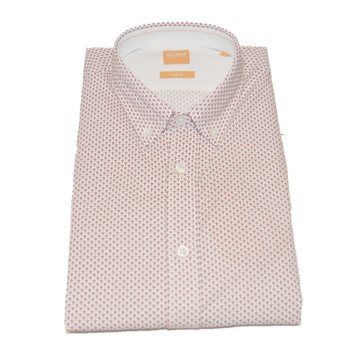 BOSS ORANGE HEMD EDIPOE FARBE CREME MIT ROTEM MUSTER 615