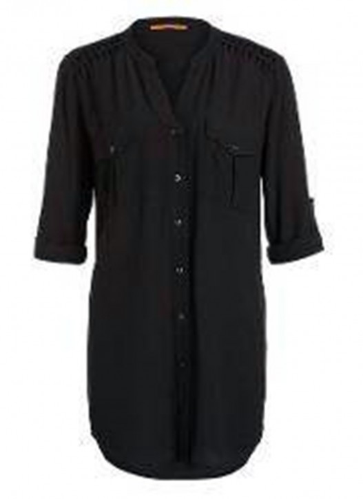 BOSS ORANGE BLUSE EJUSTERE FARBE SCHWARZ 001