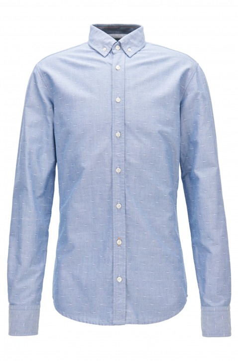 BOSS Slim-Fit Hemd Epreppy_1 aus strukturierter Oxford-Baumwolle hellblau 416