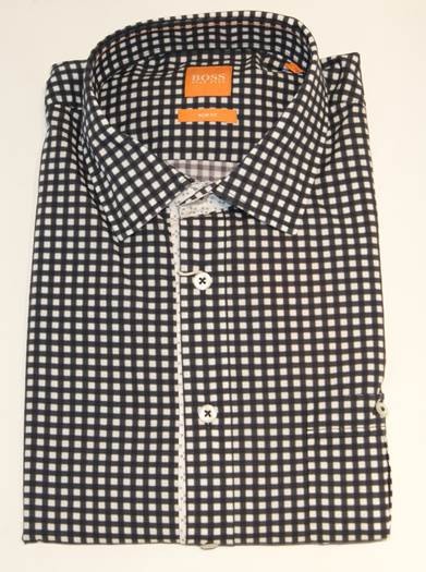 BOSS ORANGE HEMD ESLIME FARBE SCHWARZ/WEISS 001
