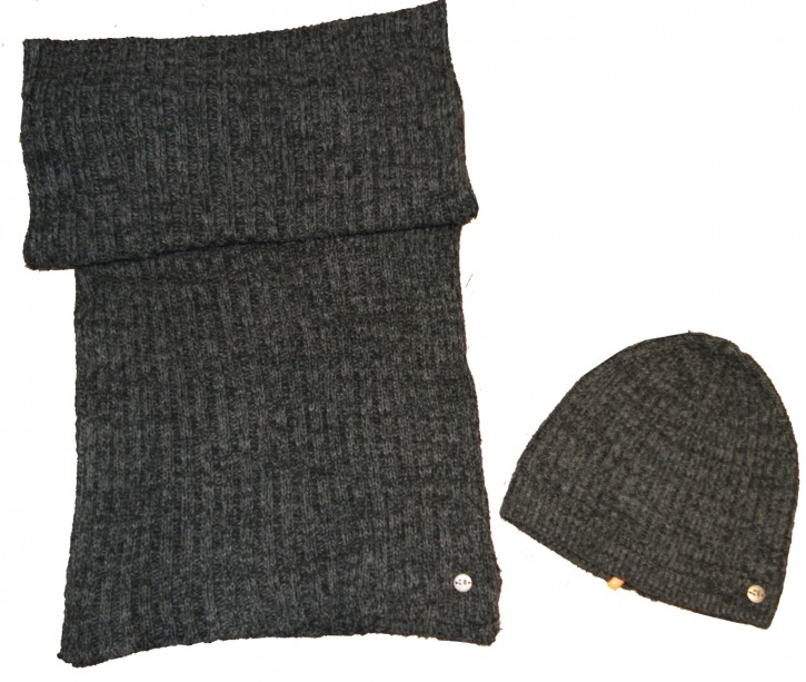 Boss Orange Geschenkset Fenno Schal und Mütze in Präsentbox Farbe Grau