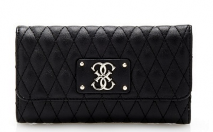 GUESS ALIZIA 4G LOGO MEDIUM ZIP ARAUND QUILTE WALLET FARBE SCHWARZ