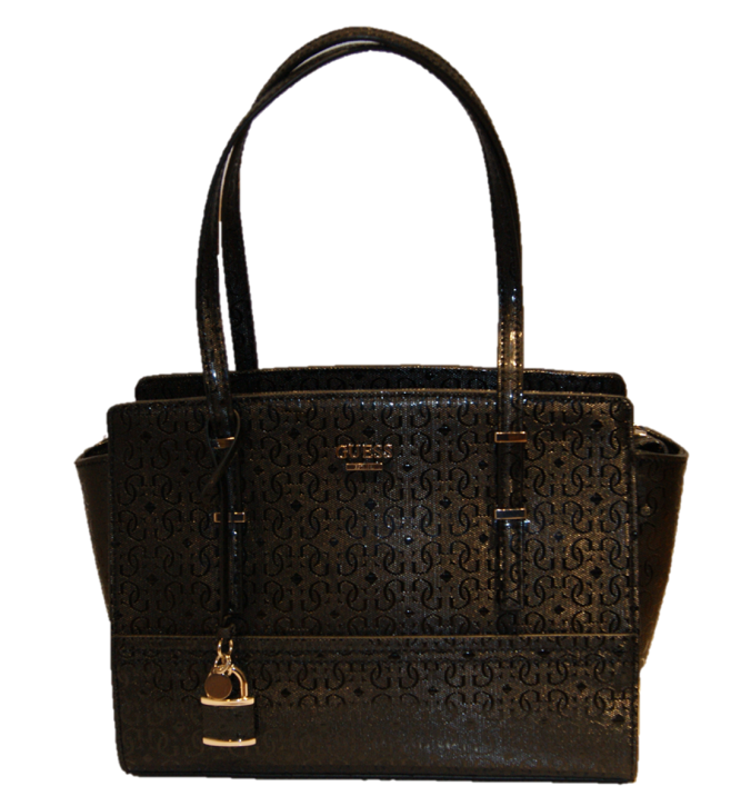 GUESS HANDTASCHE DEVYN SATCHEL LOGO FARBE SCHWARZ 001