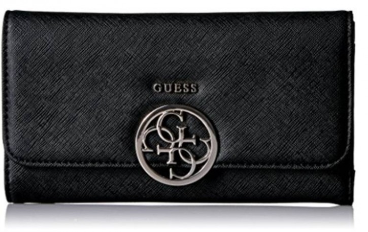 GUESS Damen Gelbörse Kamryn mit Guess Logo auf der Vorderseite schwarz