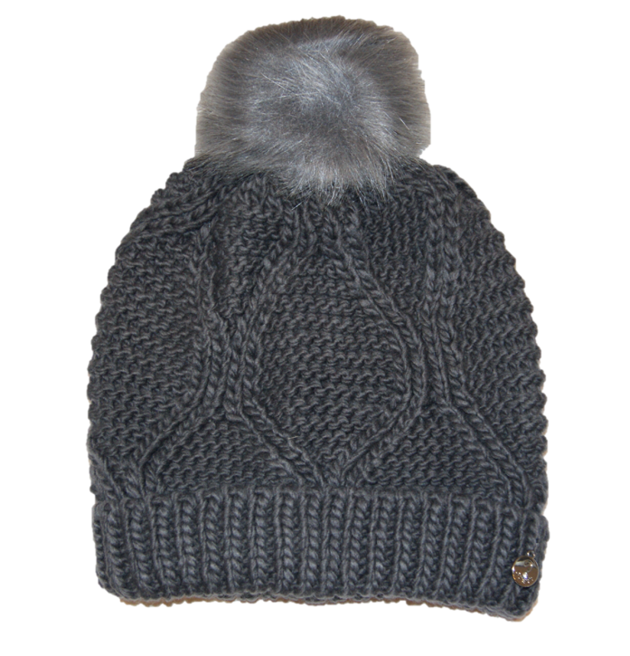 GUESS Damen Strickmütze AW6801WOL01 mit Bommel Farbe grau