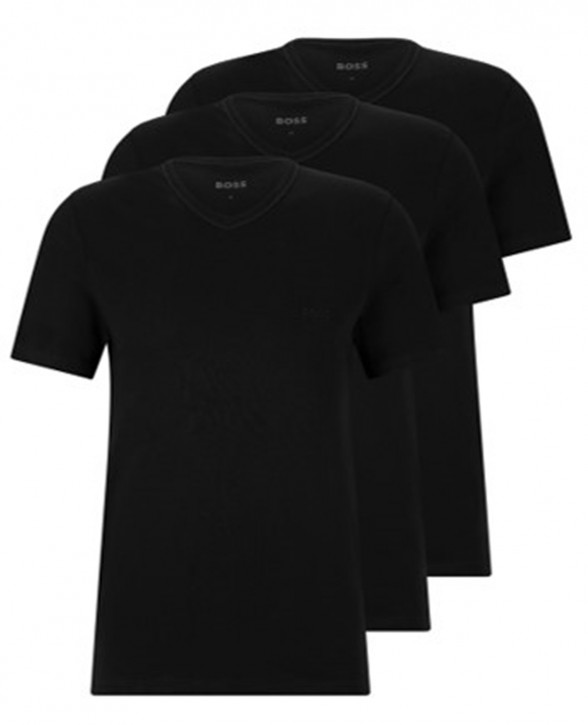 Boss Dreier-Pack T-Shirts TShirtVN 3P Classic aus Baumwoll-Jersey mit V-Ausschnittschwarz 001