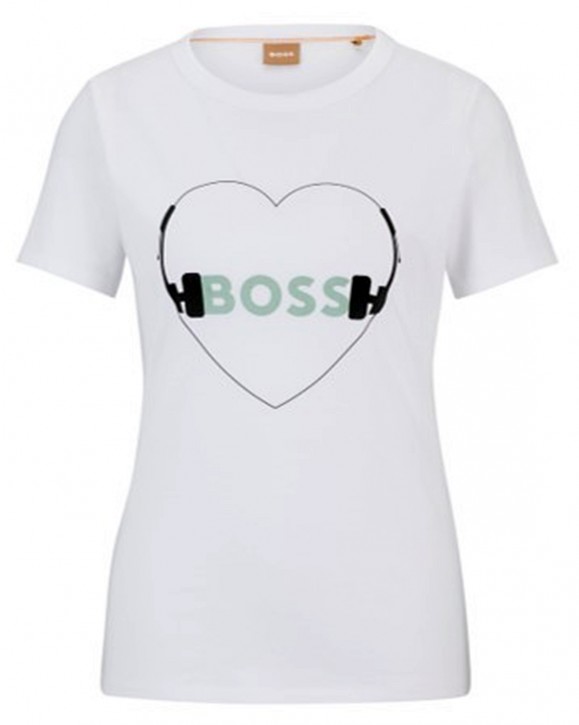 Boss Regular-Fit T-Shirt C_Elogo_print1 aus reiner Baumwolle mit saisonalem Print weiß 101