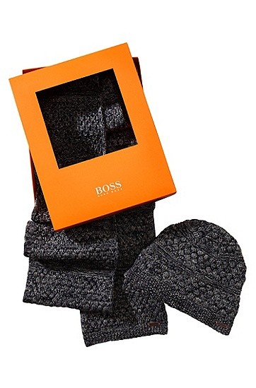 BOSS ORANGE MÜTZE SCHAL FENO-SET FARBE DUNKELBLAU 404