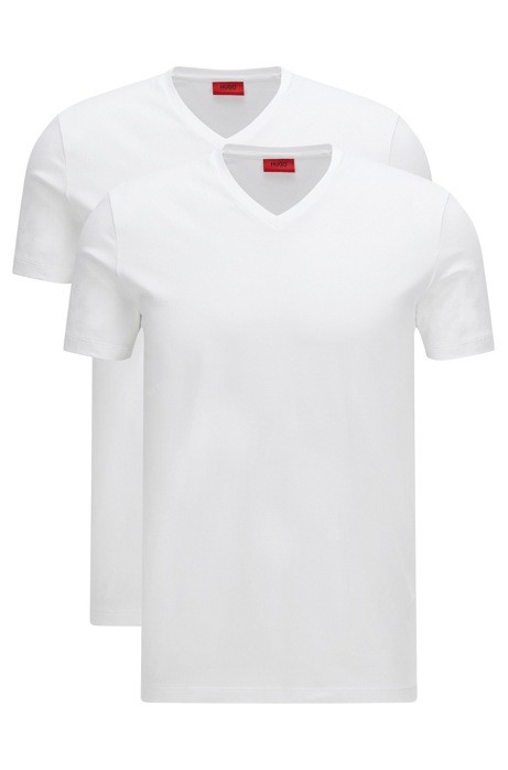 HUGO BOSS MEN T-SHIRT DOUBLE V Stretch Weiss L