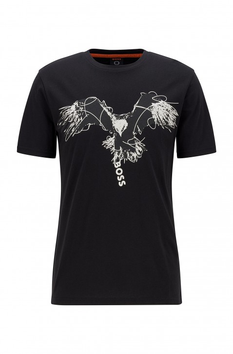 Hugo Boss Regular-Fit T-Shirt Thinking 2 aus Baumwoll-Jersey mit Tier-Artwork schwarz 001 XXL