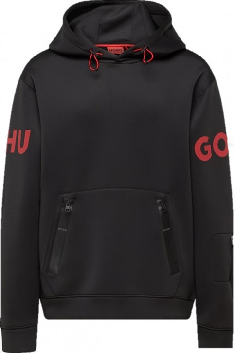 Hugo  Herren Kapuzen Sweatshirt Diavol_X Logo am Ärmel schwarz 001
