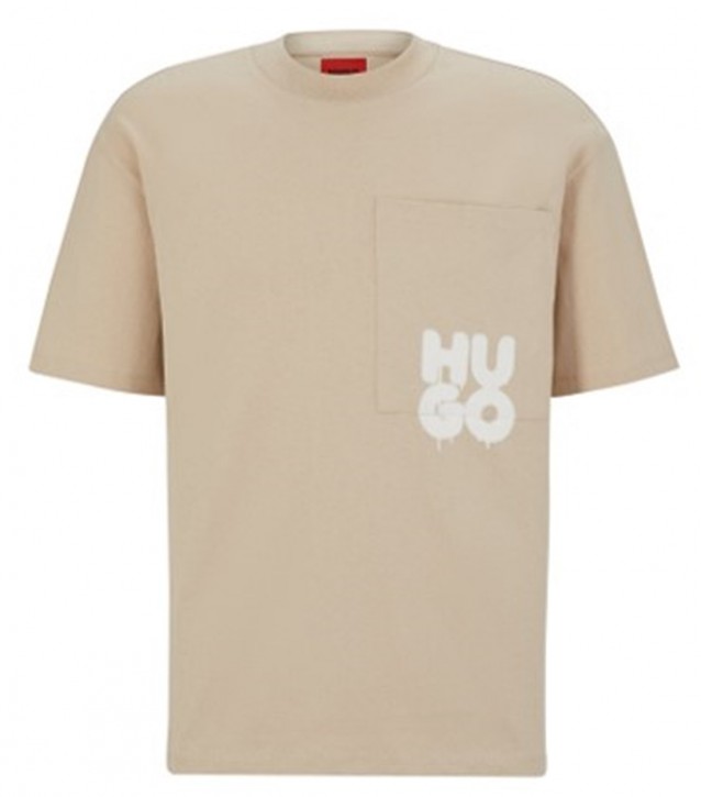 Hugo T-Shirt Dampato aus Baumwoll-Jersey mit Stack-Logo im Graffiti-Stil beige 274