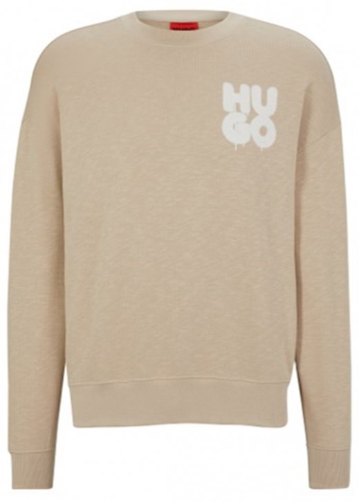 Hugo Oversized Sweatshirt Daraz aus Baumwoll-Terry mit Logos im Graffiti-Stil beige 274