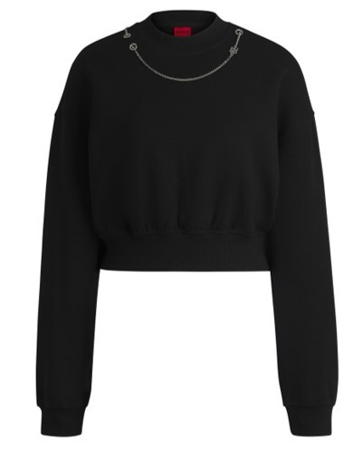 Hugo Sweatshirt Dewita aus Baumwoll-Mix mit abnehmbarer charakteristischer Kette schwarz 001