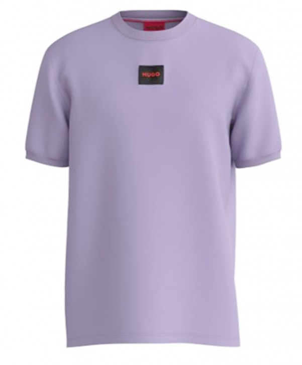 HUGO Baumwoll-T-Shirt Diragolino212 mit regulärer Passform und rotem Logo-Etikett flieder 564
