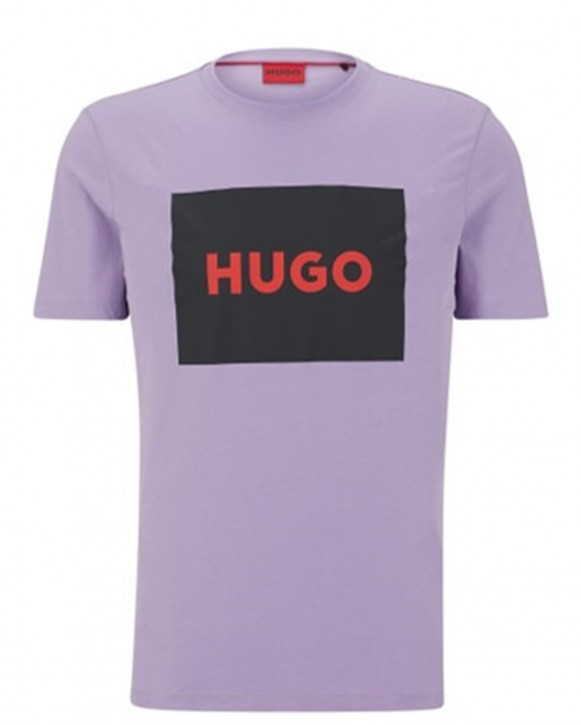 Hugo T-Shirt Dulive222 aus Baumwolle mit rotem Logo-Etikett Open Purple 564