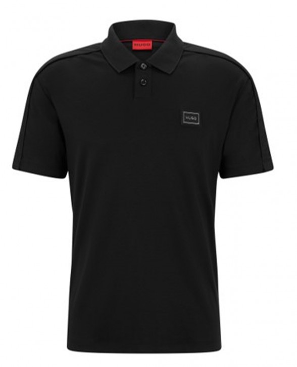 Hugo Poloshirt Domerape aus Interlock-Baumwolle mit Framed-Logo schwarz 001