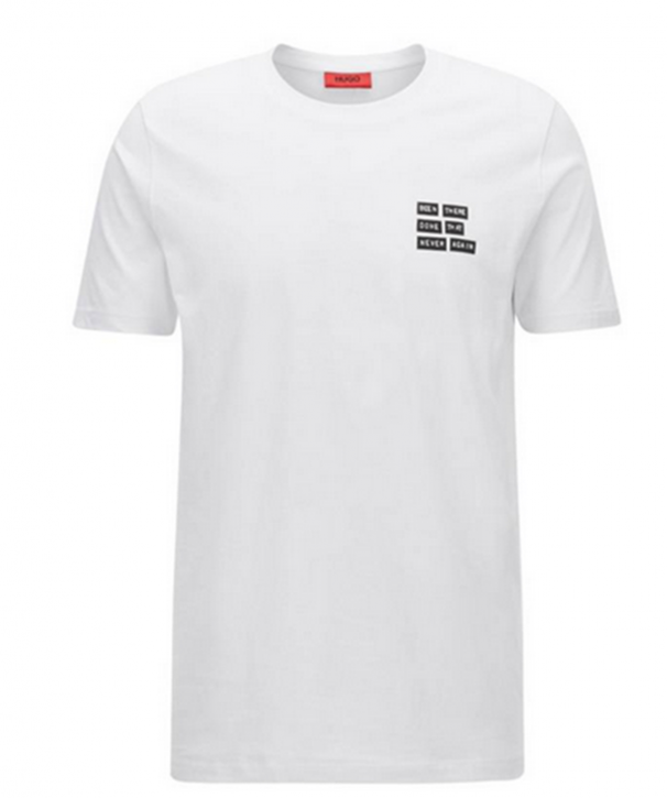 HUGO Regular Fit T-Shirt Dords  aus Baumwolle mit Print Farbe weiss 100