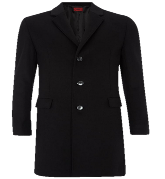 HUGO Slim-Fit Mantel MIGOR2 aus Schurwoll-Mix mit Kaschmir Farbe schwarz  001