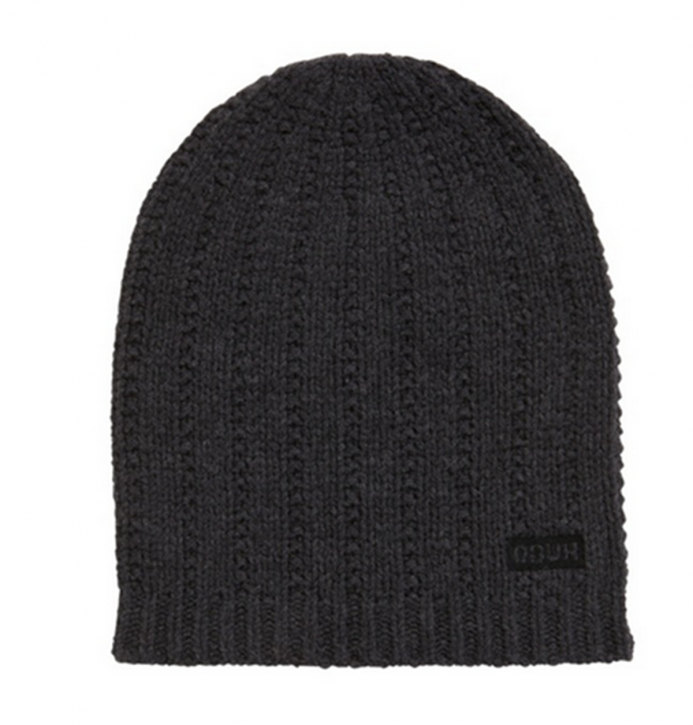 HUGO Strukturierte Mütze XAFF aus Schurwolle Farbe anthrazit 014