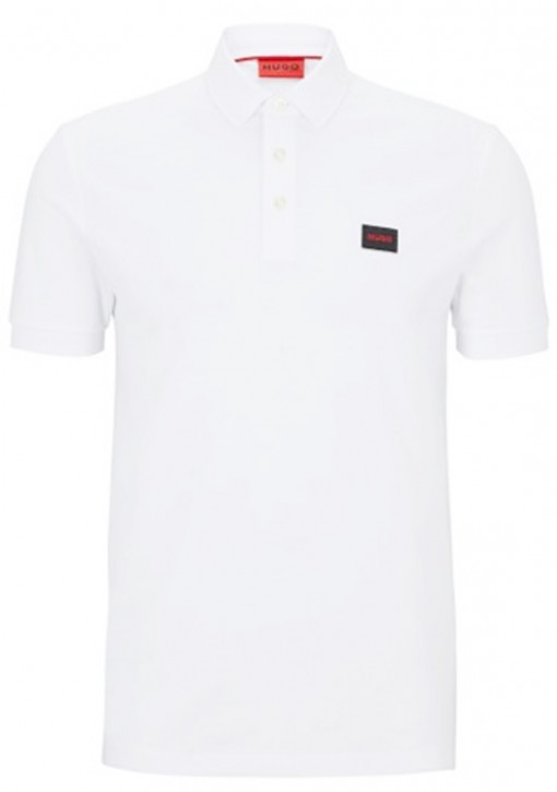 Hugo Slim-Fit Poloshirt Dereso232 aus Baumwoll-Piqué mit rotem Logo-Label weiß 100