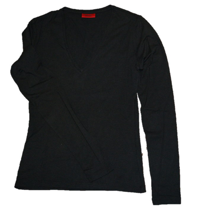 HUGO Women Langarm T-Shirt DANNI mit Stretchanteil Farbe schwarz 001