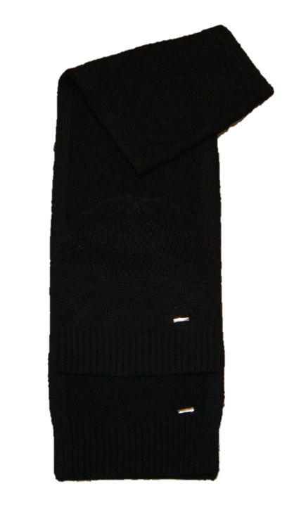 HUGO Gestricktes Jacquard  ZANTA SET mit Schal und Mütze aus Schurwolle Farbe schwarz 001