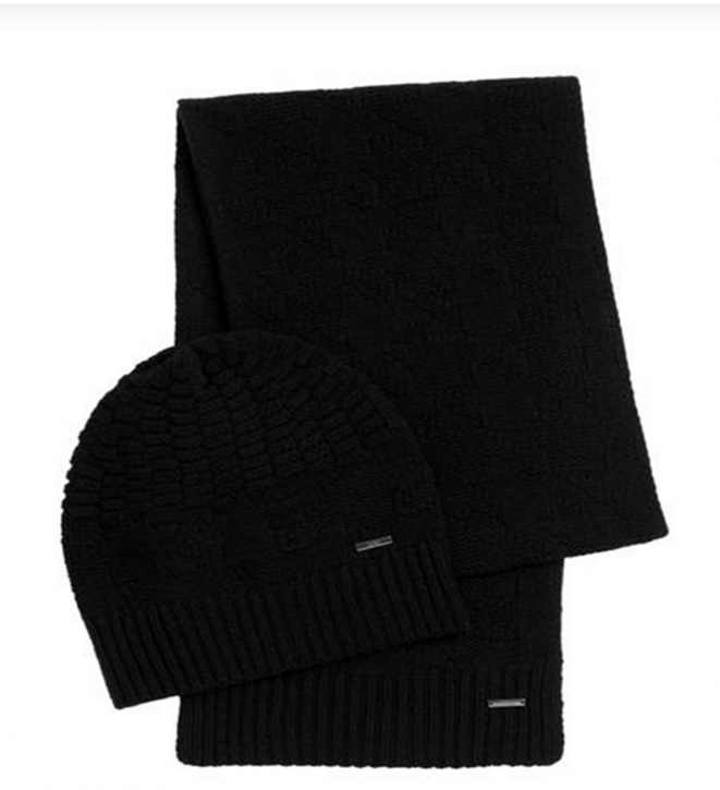 HUGO SCHAL & MÜTZEN SET  Z SET FARBE SCHWARZ 001