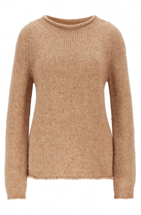 HUGO BOSS Pullover ICYCLES aus Alpaka-Mix mit Wolle und Rollbündchen hellbraun 235