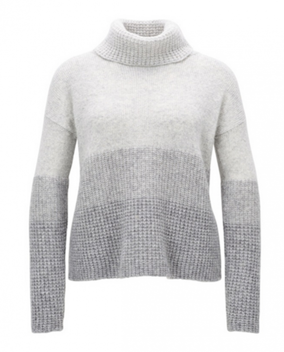 BOSS ORANGE Relaxed-Fit Rollkragenpullover ILKE aus Material-Mix mit Alpaka und Wolle im Colour Block Design Farbe grau 032