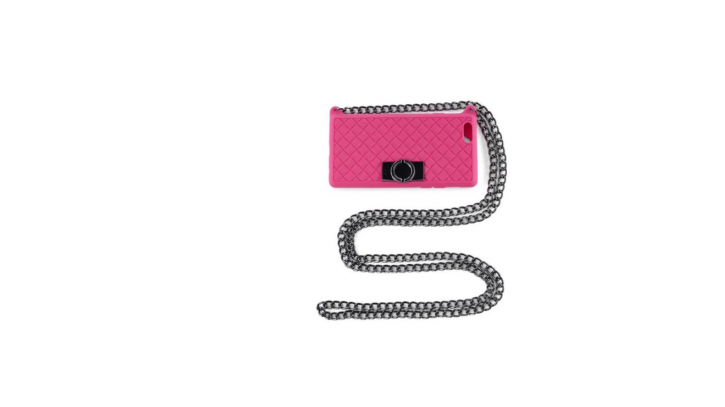 O. JACKY Umhängetasche KATE für das iPhone 6 S & iPhone 6 - Handytasche zum Umhängen Farbe magenta case graphite chain . Mit Display-, Kamera- & Mikrofon Zugang