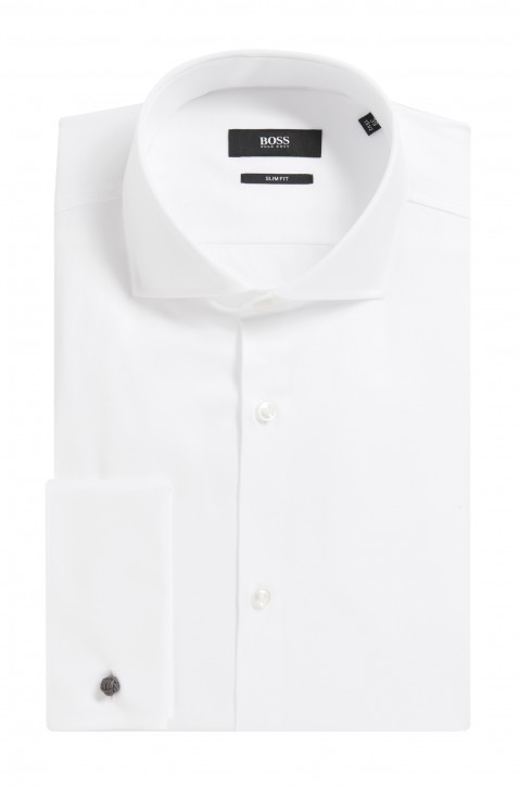 BOSS BLACK SLIM FIT SHIRT JAIDEN MIT UMSCHLAGMANSCHETTEN FARBE WEISS 100